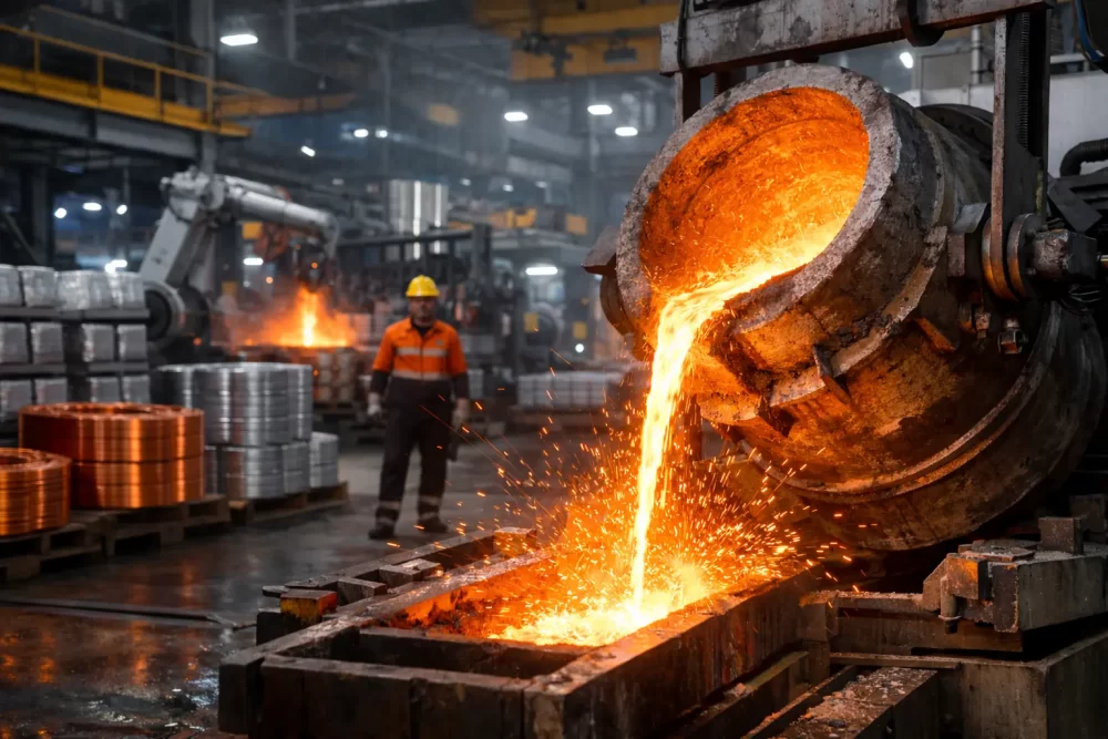 Molten metal pour at the foundry